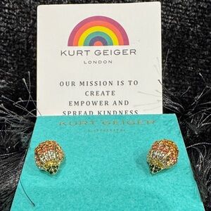 Kurt Geiger Gold Multicolor Crystal Hedgehog Stud Earrings